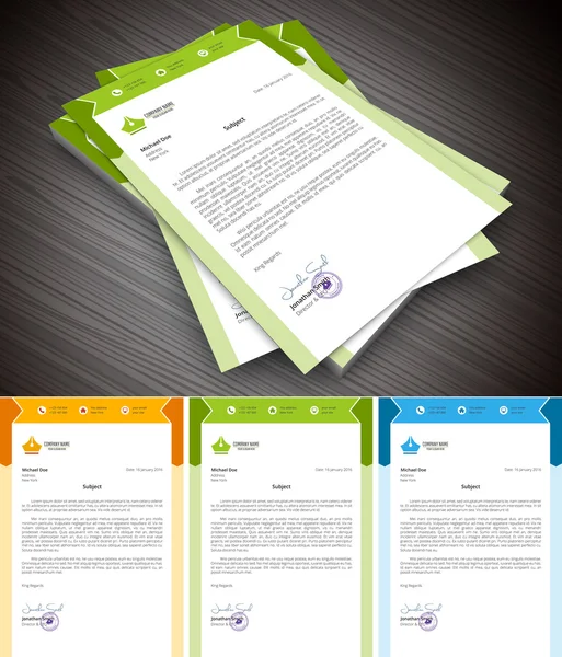 Kreativa brevpapper i 3 färger. — Stock vektor