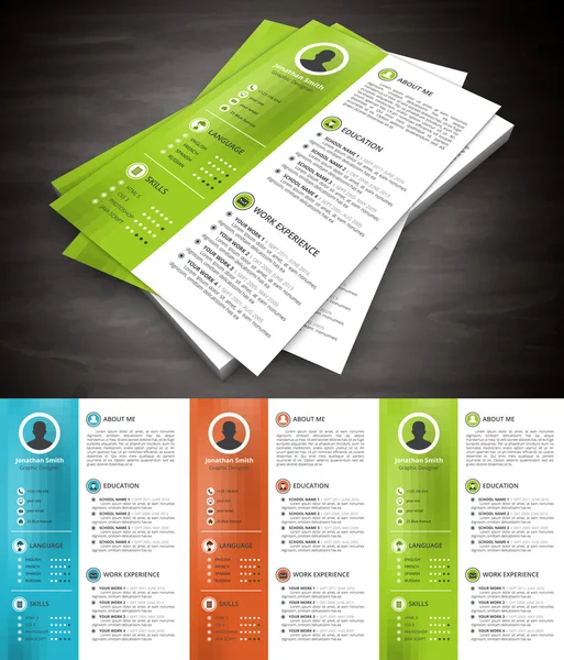 CV creativo en 3 colores — Vector de stock