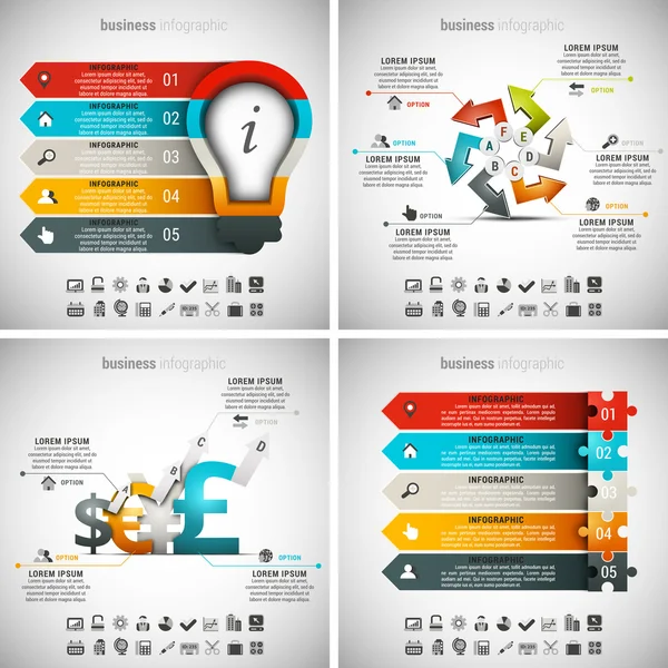 4 in 1 Infographics bundel — Stockvector
