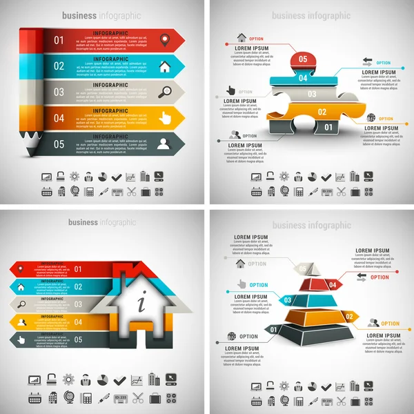 Ensemble d'infographies 4 en 1 — Image vectorielle