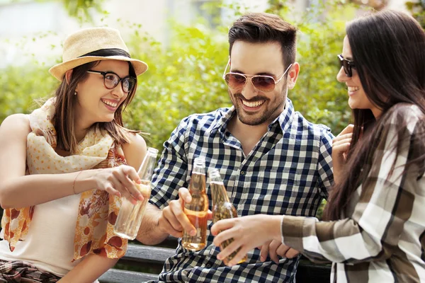 Vrienden is genieten in het Park — Stockfoto