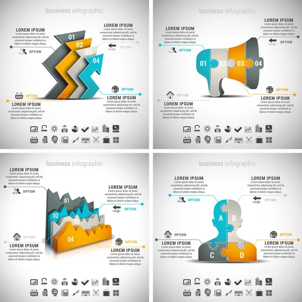 4 in 1 iş Infographics — Stok Vektör