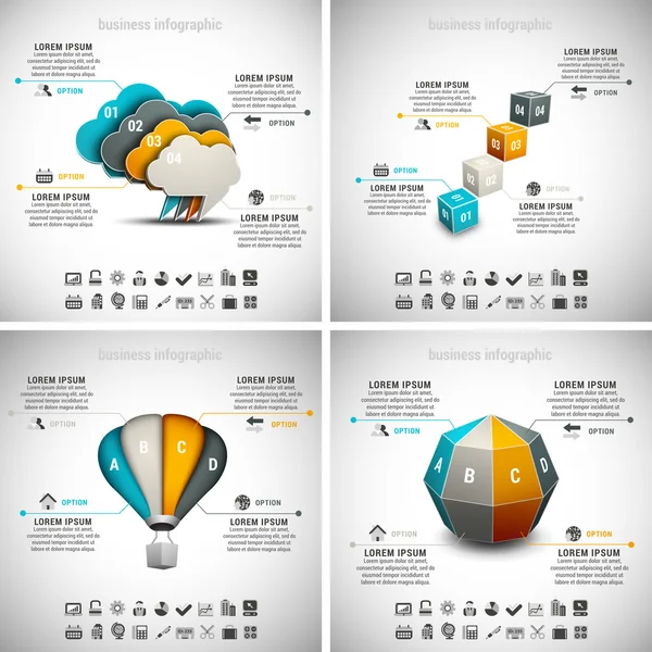 4 in 1 iş Infographics — Stok Vektör