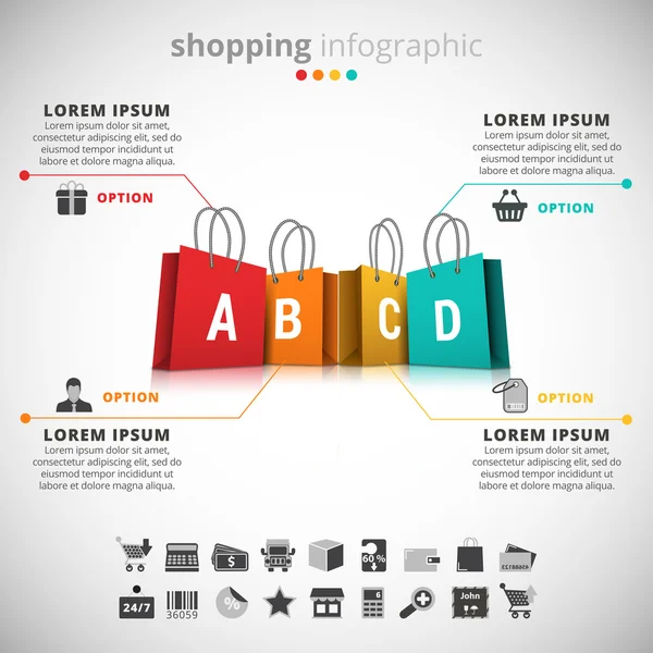 Infográfico de compras — Vetor de Stock