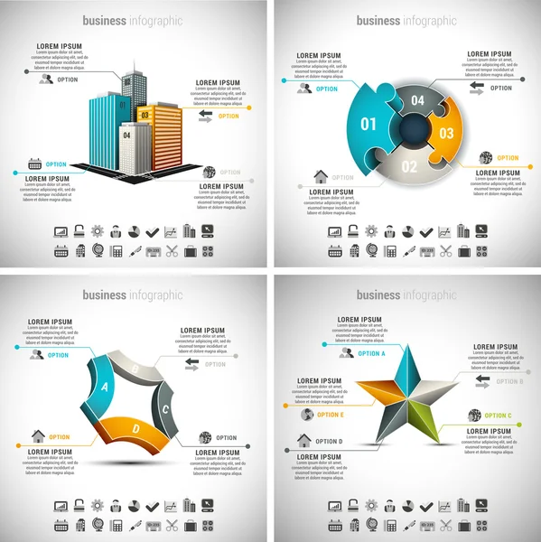 4 em 1 Infográficos de Negócios — Vetor de Stock