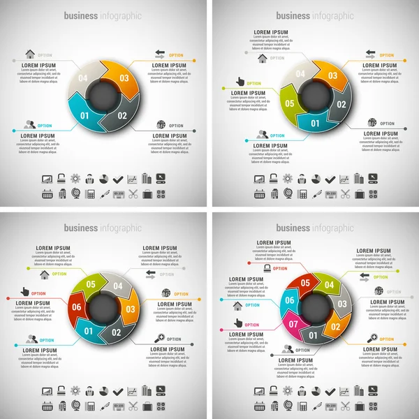 4 em 1 Business Infographic Bundle — Vetor de Stock