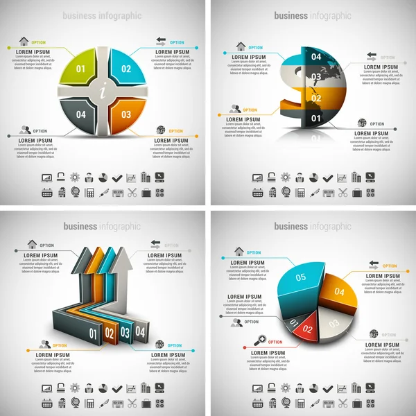 4 em 1 Infográficos de Negócios —  Vetores de Stock