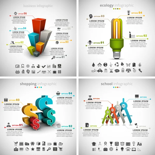 4 in 1 Business-Infografik-Bundle — Stockvektor