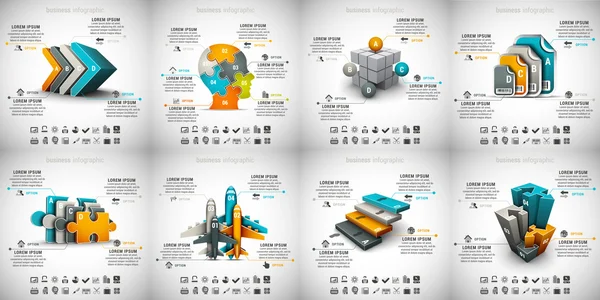 8 em 1 Infográfico de Negócios . — Vetor de Stock