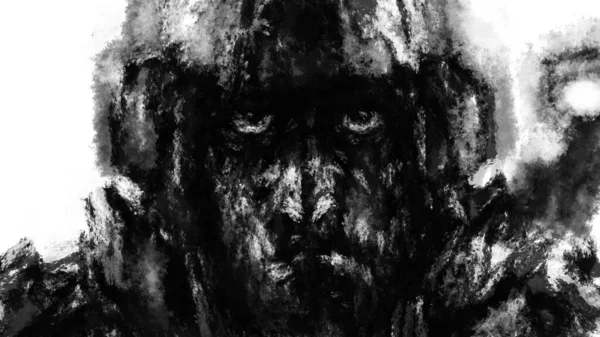 Небезпечний Солдат Нетерпінням Чекає Ілюстрація Жанрі Художньої Літератури Ефектом Вугілля — стокове фото