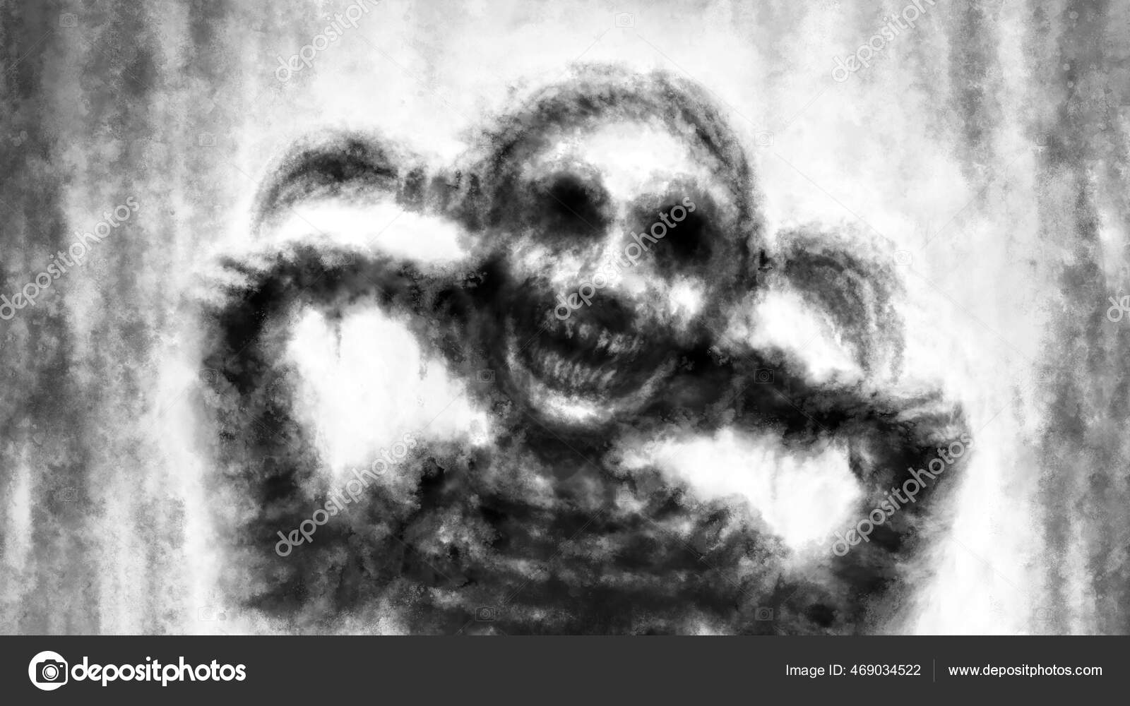 Scream of spooky scary dark horror face Stock Photo