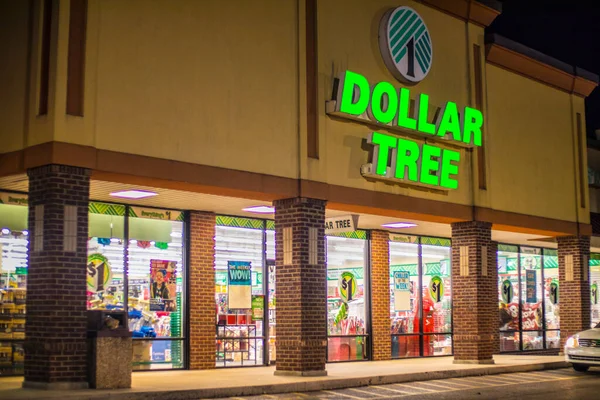 Augusta Usa Dollar Tree Bei Nacht Eingang Und Bauschild — Stockfoto