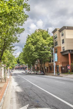 Atlanta, Ga USA 06: 07 20: Atlanta şehir merkezi Georgia protestocuları uzak bulutlu günleri doldurdu