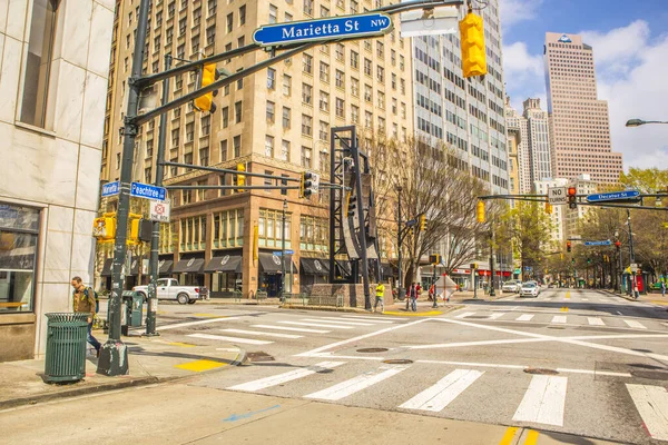 Atlanta Usa Les Gens Centre Ville Marchent Circulent — Photo