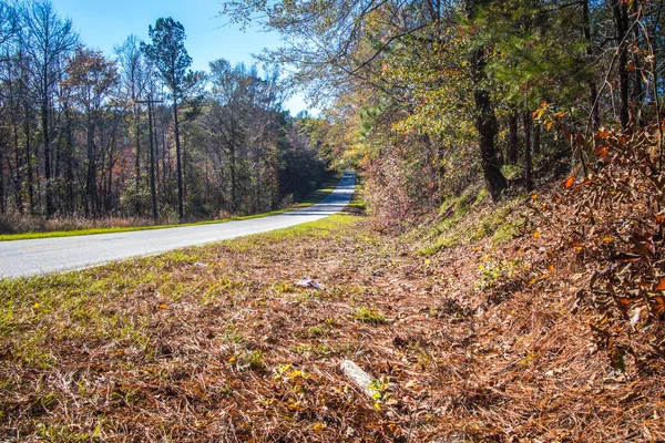 Trash on the side of the road in a rural area in Georgia empty