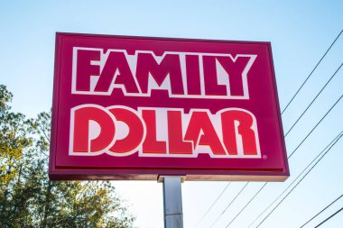 Augusta, Ga USA - 12 02 20: Family Dollar Retail Store street sign clipart
