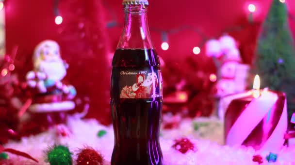 Augusta Usa Coca Cola Holiday Scene 1997 Vintage Botol Yang — Stok Video
