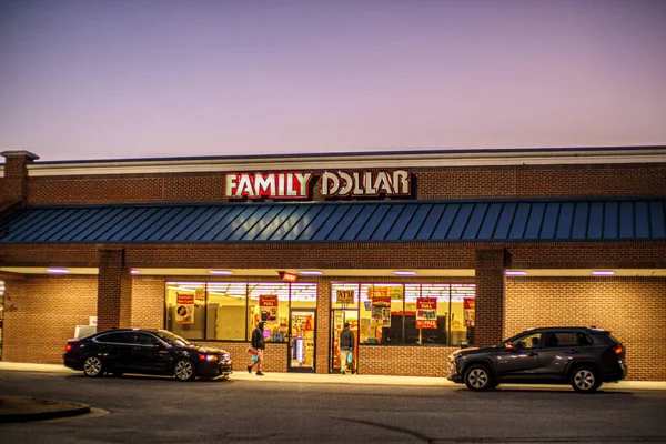 Columbia County Usa Tienda Family Dollar Por Noche Personas Coches — Foto de Stock