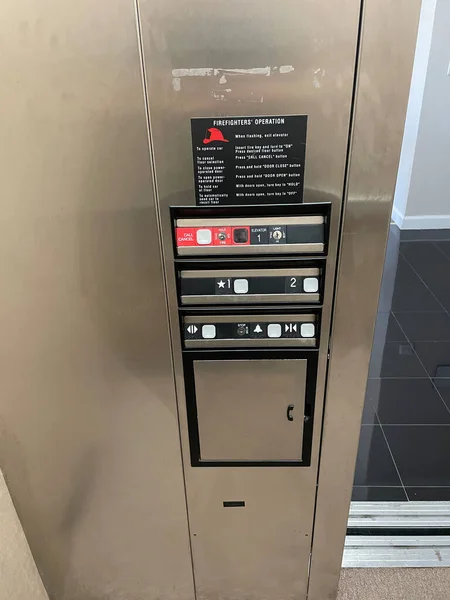 Elevator User Control Panel One Two Floors Looking Distant — Stock Photo, Image