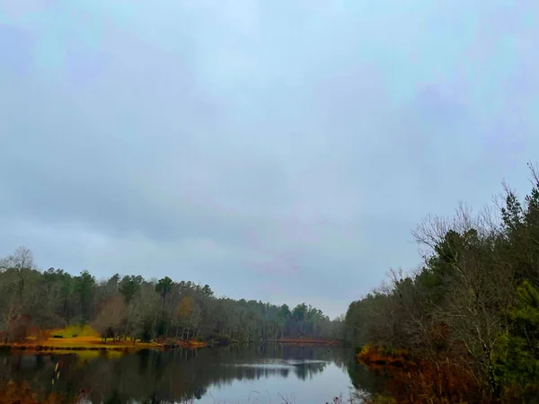 Calm Pond Georgia Winter Time Cloudy Morning — Stock Photo, Image