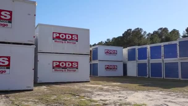 Richmond County Usa Pan Van Stapels Rijen Pod Bewegende Opslagcontainers — Stockvideo