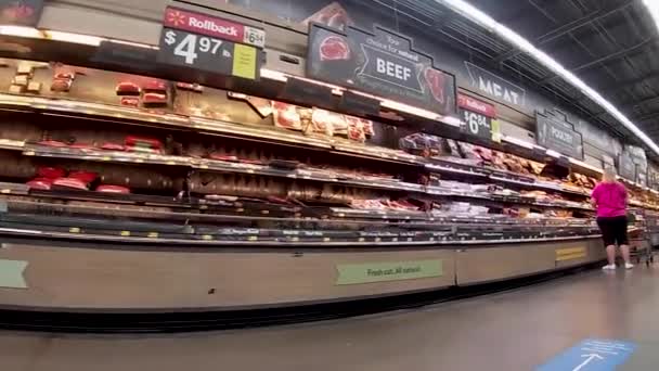 Snellville Usa Walmart Neighborhood Market Tienda Comestibles Interior Cámara Oculta — Vídeos de Stock