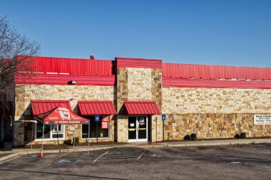 Columbia County, Ga USA - 02-24 21 Fast food restoran çadırı ve Kiralama tabelası