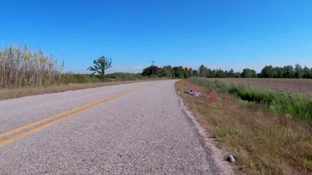 Burke County Usa Αγροτικός Αγροτικός Αγροτικός Δρόμος Και Ένας Σωρός — Αρχείο Βίντεο