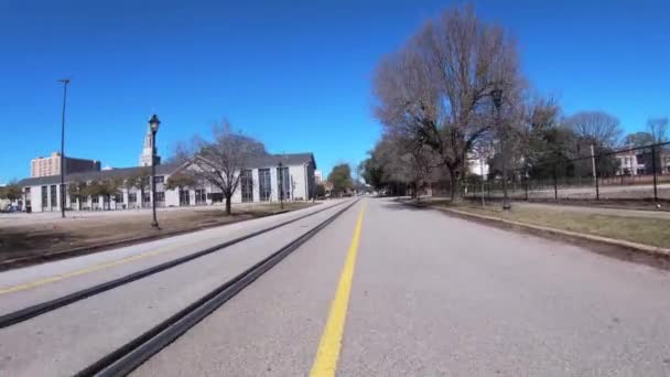 Augusta Usa Fpv Sabahın Erken Saatlerinde Tarihi Manzaralı Bir Tren — Stok video