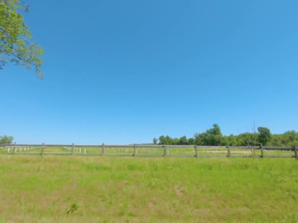 Burke County Usa Pan Rural Farmland Green Paweres Buildings Blue — Stockvideo