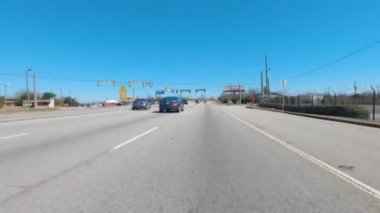 Augusta, Ga USA - 02 21 21: POV FPV driving on an urban highway passing closed roads - Gordon Highway
