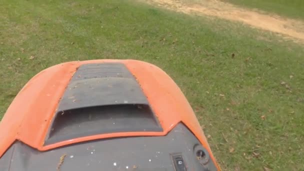 Burke County Usa Pov Fpv Riding Lawn Mower Cutting Grass — Stock video