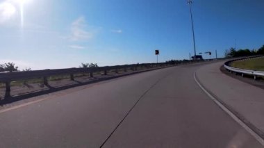 Augusta, Ga USA - 05 17 21: FPV POV driving on a curvy interstate on ramp - Highway 520 