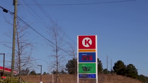 Richmond County Usa Pan Círculo Digital Signo Precio Gasolina Marzo — Vídeo de stock