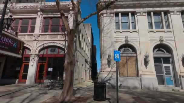 Augusta Usa Pan Historical Buildings Downtown Imperial Theater Empty Retail — Stock Video
