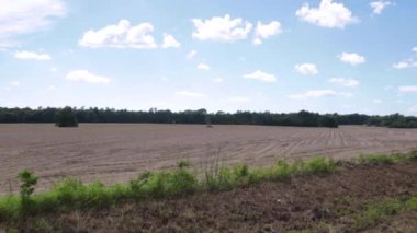 Yaz aylarında Hephzibah Georgia kırsalında yeni sürülmüş tarım arazilerinin yavaş tavası.