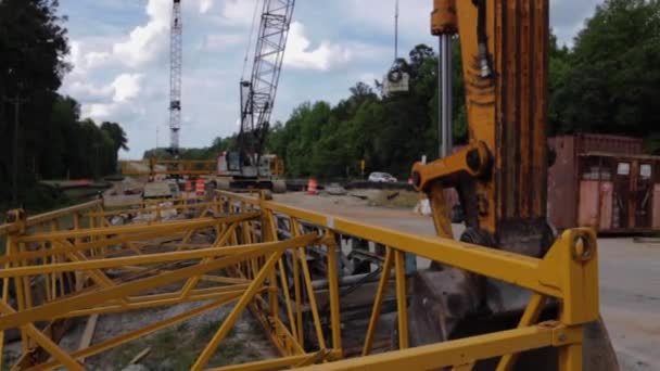 Augusta Usa Brückenbaustelle Verkehr Und Fluss Unter Brücke Highway — Stockvideo