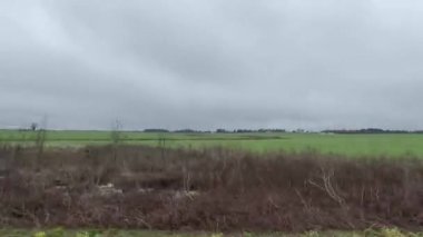 Burke County, Ga USA - 02121 Gürcistan 'ın kırsal kesimindeki güzel tarım arazileri, binalar ve kara fırtına bulutları - Hwy 88' deki Harmony Grove