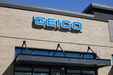 Augusta, Ga USA - 03 04 21: Geico exterior entrance building sign building and sky 