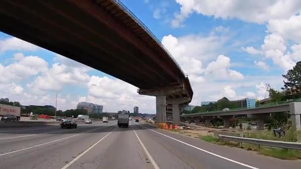 Atlanta Usa Traffic Interstate 285 Medium Traffic Heavy Bridge Construction — 图库视频影像