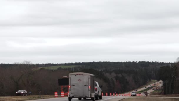 Richmond County Usa Tráfego Que Atravessa Uma Zona Construção Rodovias — Vídeo de Stock