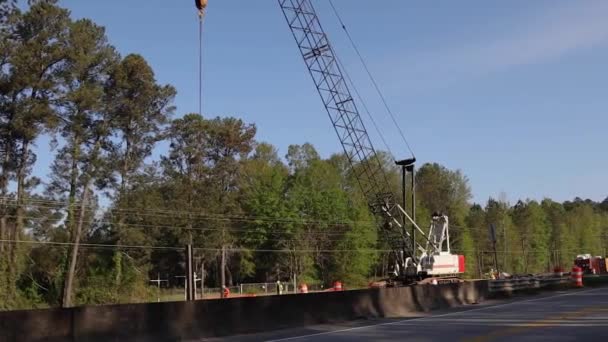 Augusta Usa Lavoratori Che Camminano Cantiere Ponti Stradali Passaggio Del — Video Stock