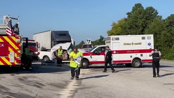 Augusta États Unis Une Collision Entre Semi Remorque Une Camionnette — Video