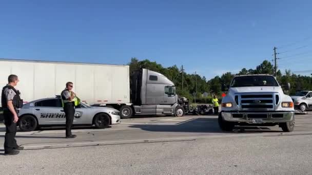 Augusta Usa Ένα Ημι Φορτηγό Σύγκρουση Ένα Pickup Τηγάνι Κοντά — Αρχείο Βίντεο