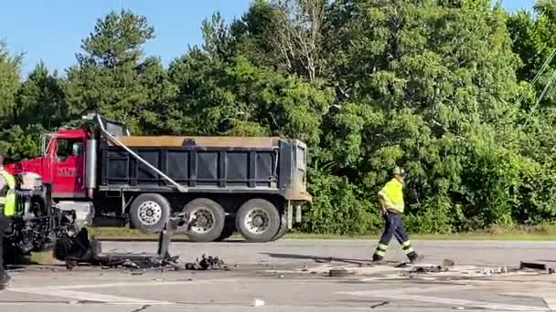 Augusta Usa Semi Truck Collision Pickup Close Ups Both Vehicles — Stock Video