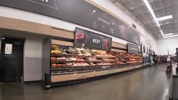 Augusta Usa Walmart Supercenter Innenpfanne Der Fleischabteilung — Stockvideo