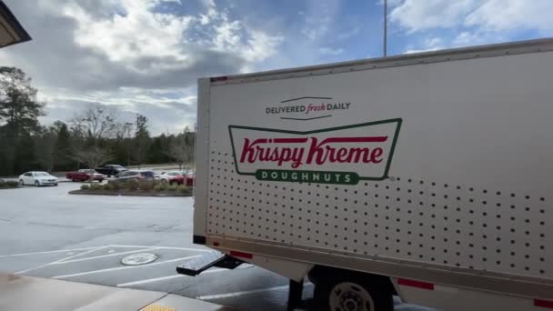 Columbia County Usa Pan Krispy Kreme Truk Pengiriman Diparkir Sebuah — Stok Video