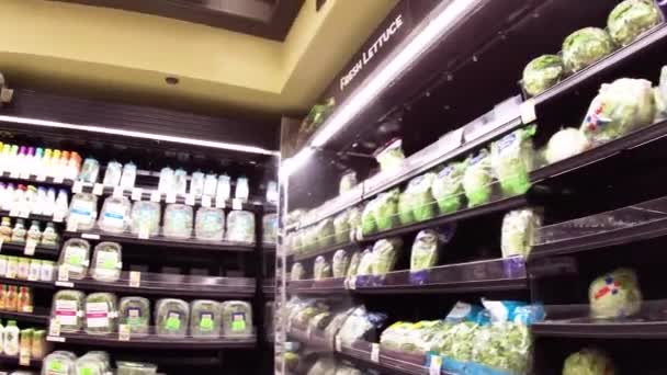 Wrens Eua Ingles Varejo Mercearia Interior Pan Saladas Pessoas — Vídeo de Stock