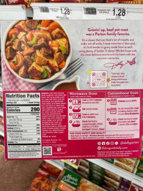 Warrenton, SC USA - 06 11: 25: Market Dolly Parton Donmuş TV yemekleri etiketi