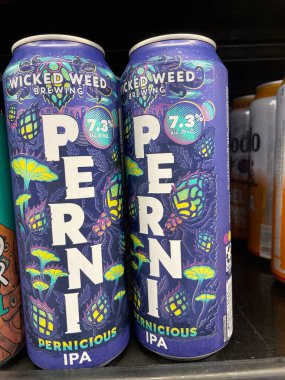 Warrenton, SC USA - 07 04 25: Market Wicked Weed Pernicious IPA birası